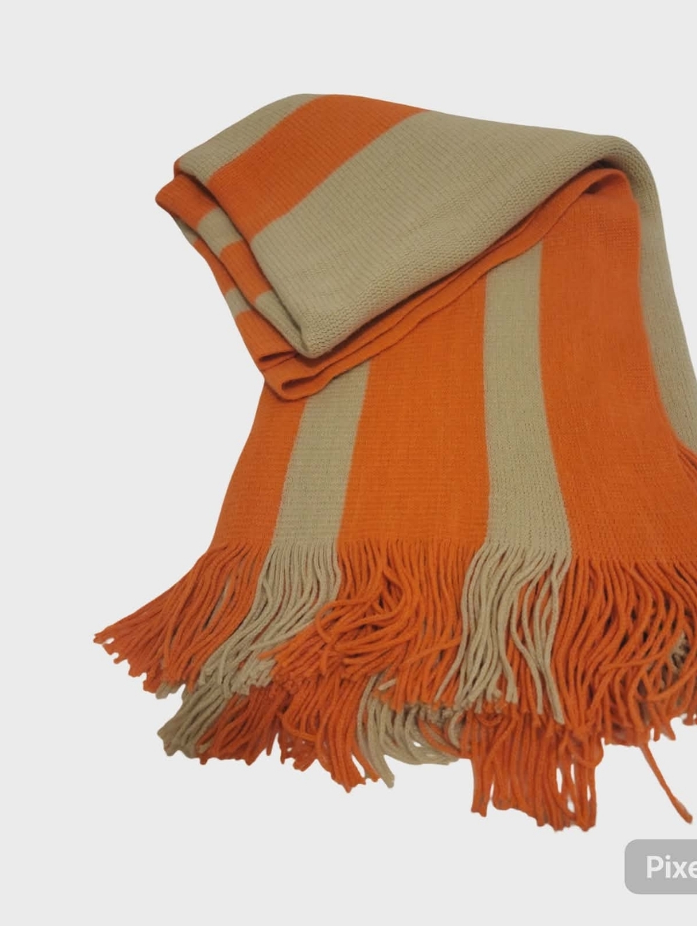 West Elm Orange and Beige Knit Throw - Picture 3 of 8